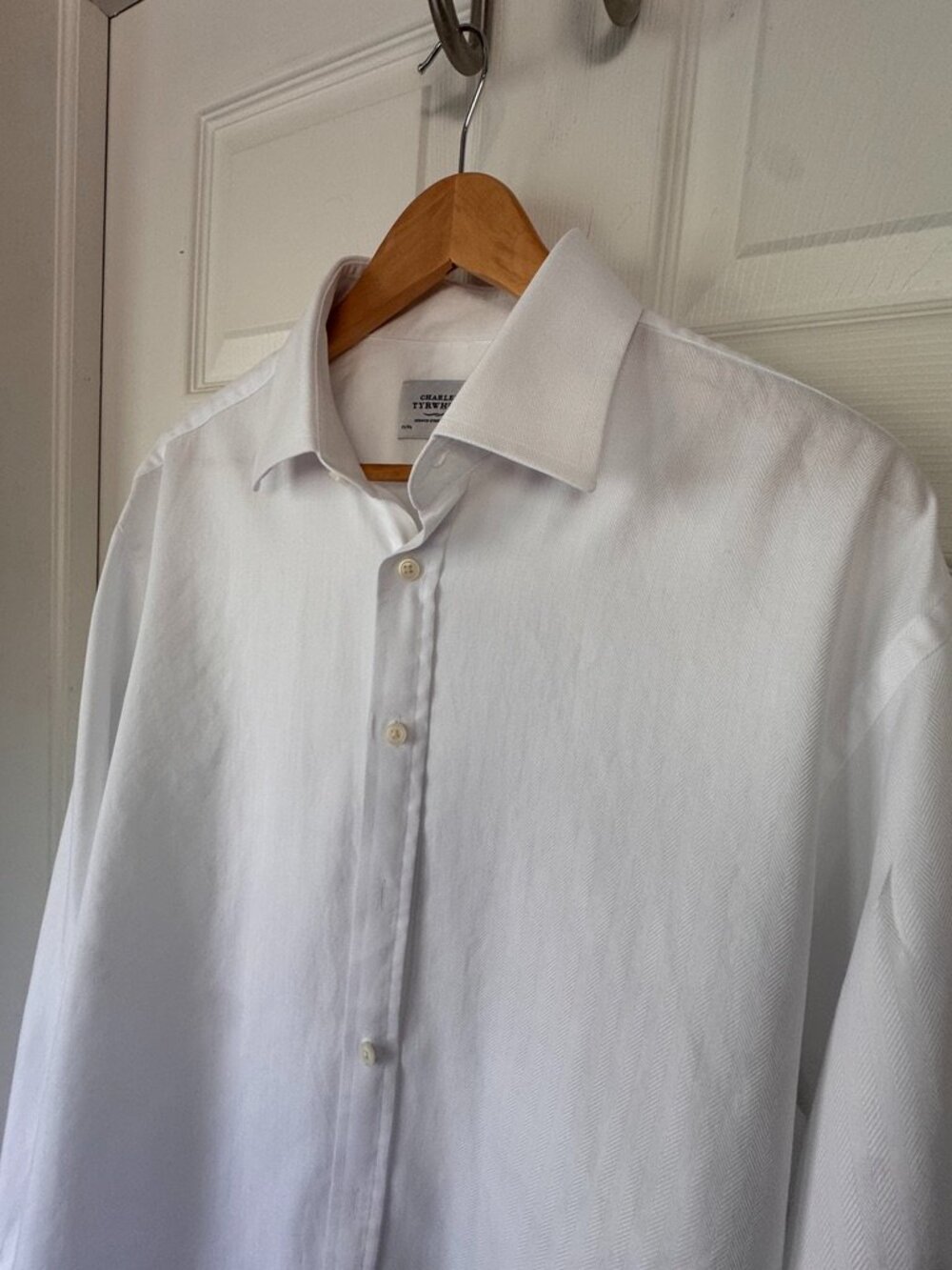 Refined! Charles Tyrwhitt White Herringbone Dress Shirt - Picture 4 of 5